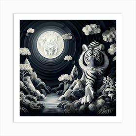 Tiger In The Moonlight Art Print