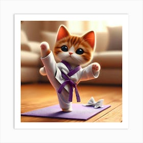 Cute Kitten Doing Karate Art Print