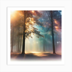 Rays Of Light In The Forest 2 Art Print