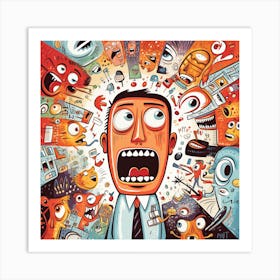 Man With An Angry Face Art Print