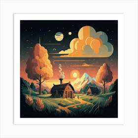 A simple and vibrant little land 17 Art Print