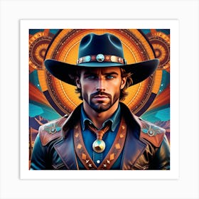 Cowboy In Hat 14 Art Print