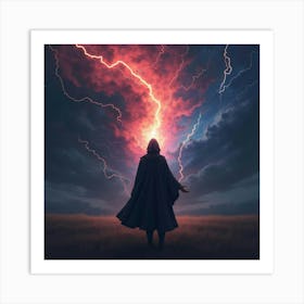 Black Magic User Surrounded By A Colorful Dark Storm 1 Art Print