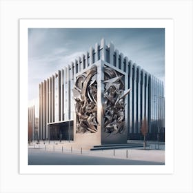 Sculpture In Front Of A Building Art Print