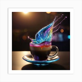 Coffee Cup With Colorful Splash Art Print
