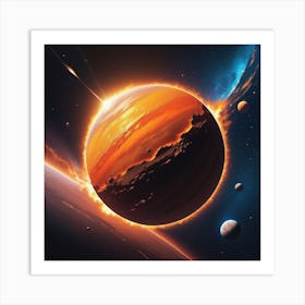 Red Orange Rocky Planet In Outer Space Art Print