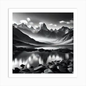 Black And White Mountain Landscape 6 Art Print