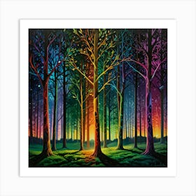 Leonardo Lightning Paralleled Prism Trees Art 0 Art Print