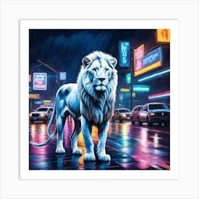 Lion On The Street Art Print