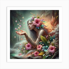 Fairy With Bubbles Art Print