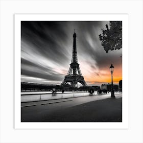 Black And White Eiffel Tower 3 Art Print