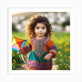 Little Girl With A Kite 2 Art Print