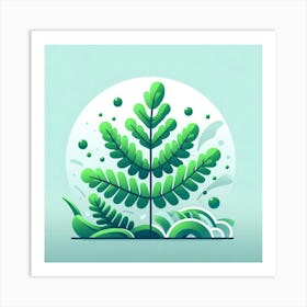 Abstraction with Green fern, Vector art 2 Art Print