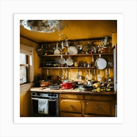 A Photo Of A Kitchen With A Variety Of Cooking Ute (2) Art Print