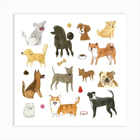 Who Let The Dogs Out Square Art Print