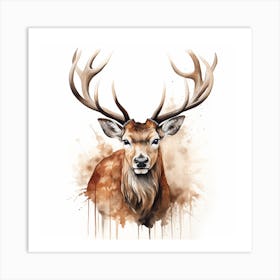 Deer Head Watercolor Painting Art Print