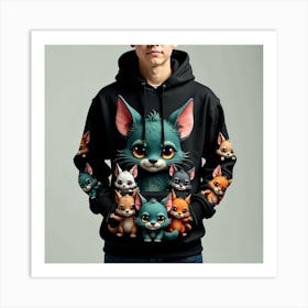 Cat Hoodie Art Print