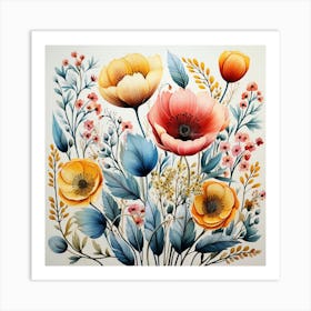 Watercolor Flowers 11 Art Print