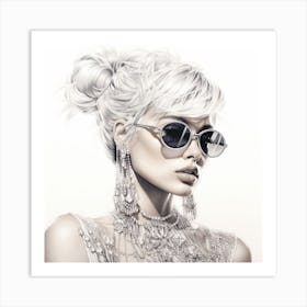 White Woman In Sunglasses Art Print