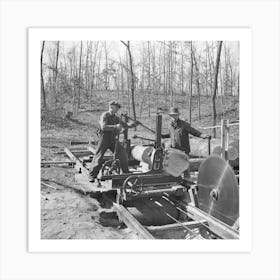 Setting The Fresh Log In Position To Be Sawed, Country Sawmill Near Omaha, Illinois By Russell Lee Art Print
