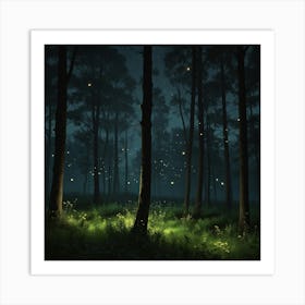 Fireflies In The Forest Art Print