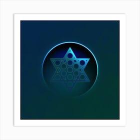 Geometric Neon Glyph on Jewel Tone Triangle Pattern 236 Art Print