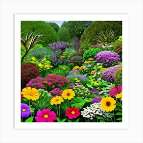 Colorful Flowers In A Garden Art Print