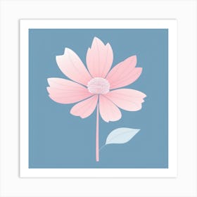 A White And Pink Flower In Minimalist Style Square Composition 27 Art Print