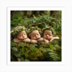 Newborns In The Forest Art Print