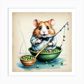 Hamster Fishing 7 Art Print