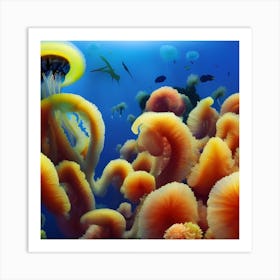 Jellyfish Stock Videos & Royalty-Free Footage Art Print