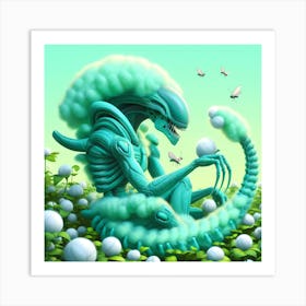 Alien Playing With Cotton Art Print