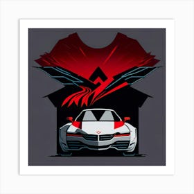 Car Red Artwork Of Graphic Design Flat (58) Art Print