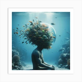 Man Meditating Underwater Art Print