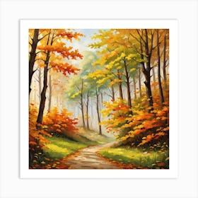 Forest In Autumn In Minimalist Style Square Composition 260 Art Print