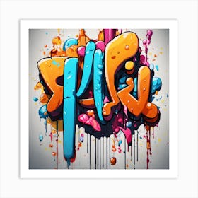 Vibrant Expressions: Dripping Typography and Graffiti Art in HD Art Print