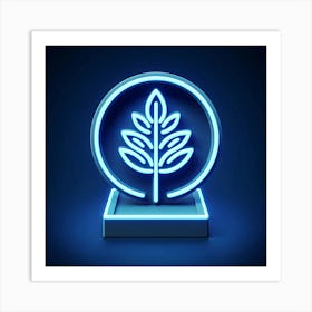 Neon Sign With A Leaf Art Print