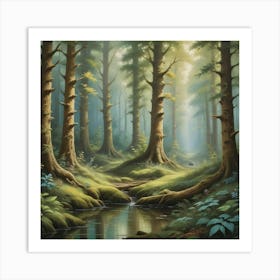 An Enchanting Forest Scene Art Art Print 2 Art Print