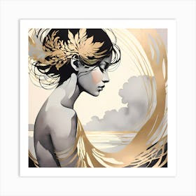 Woman In Gold And Silver Art Print