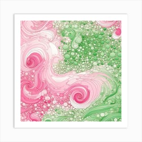 Pink And Green Swirls 3 Art Print