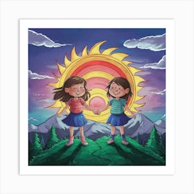 Two Girls Holding Hands 2 Art Print