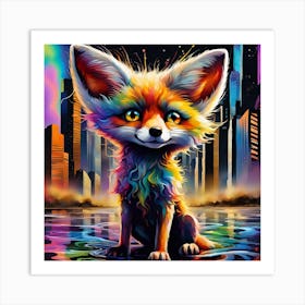 Rainbow Fox Art Print