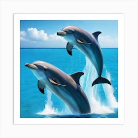 Dolphins In The Sea 2 Art Print