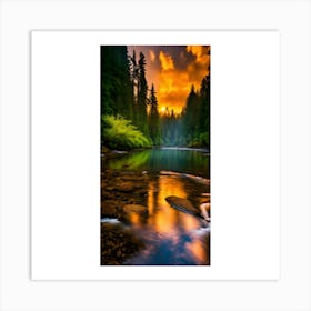 Sunset In The Forest Art Print