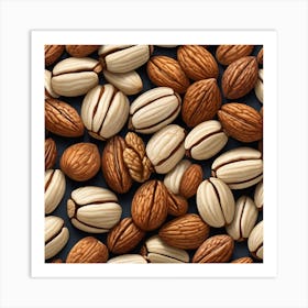 Almonds On A Black Background 5 Art Print