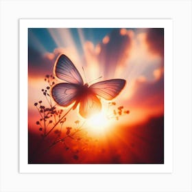 Butterfly At Sunset 8 Art Print