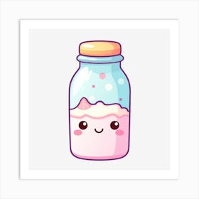 Kawaii Milk Bottle Art Print