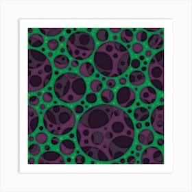 Wicked Trippy Abstract Slime Holes Design Pattern In Purple And Green Art Print