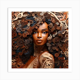African Woman With Curly Hair 2 Art Print