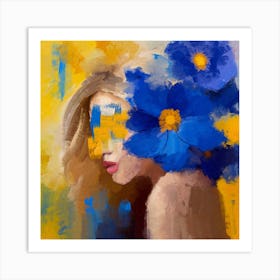 Blue Flowers Portrait Art Print